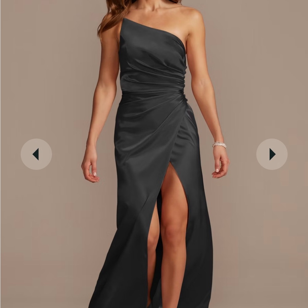 David’s Bridal Charmeuse Draped One-Shoulder Dress
